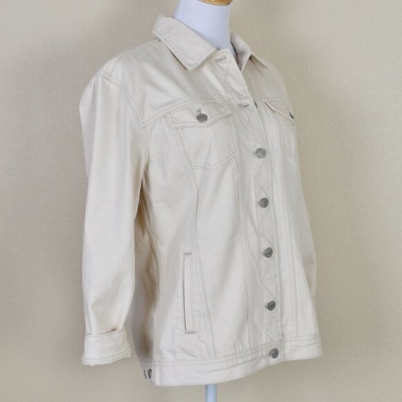 J. Crew Relaxed Denim Trucker Jacket in Ecru S - Picture 6 of 7